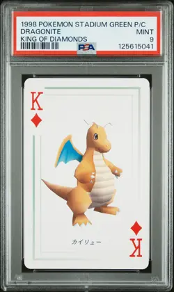 Pokemon Stadium Green Dragonite King of Diamonds Playing Card 1998 PSA 9 MINT - Image 1