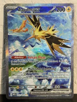 Pokemon Zapdos ex Ultra Rare Full Art Holo Card 202/165 Scarlet & Violet 151 EX - Image 1