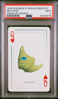 Pokemon Stadium Green Metapod Queen of Hearts Playing Poker Card 1998 PSA 9 MINT - Image 1