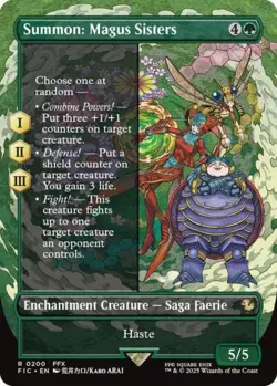 Summon: Magus Sisters (Borderless) -Foil Near Mint MTG Commander: FINAL FANTASY - Image 1