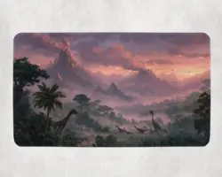 Tribal Dinosaurs Themed Playmat – Kawaii Anime Style Gaming Mat for MTG, YuGiOh - Image 1