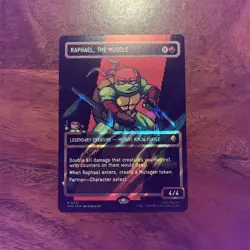 Raphael, The Muscle Pixel Borderless SURGE FOIL Magic TMNT MTG Commander Mythic - Image 1