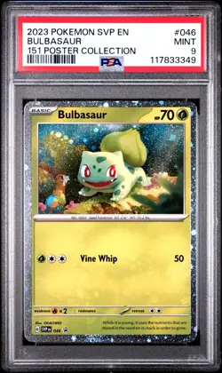 Pokemon SVP EN-SV Black Star Promo Bulbasaur 151 Poster Collection 46 2023 PSA 9 - Image 1