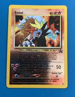 Entei #34 Black Star Promo Reverse Holo Rare Vintage Pokemon Card - NM - Image 1