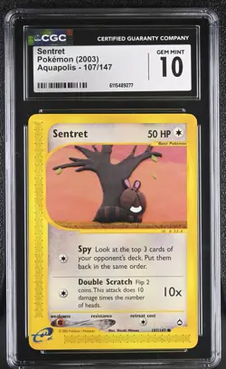 CGC GEM MINT 10 Pokemon Sentret 107/147 2003 Aquapolis - Image 1