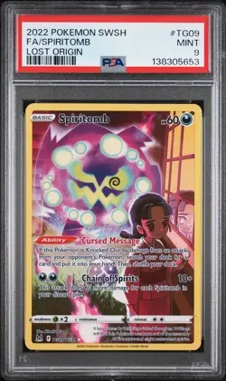 2022 POKEMON SWORD & SHIELD LOST ORIGIN #TG09 FULL ART/SPIRITOMB PSA 9 - Image 1