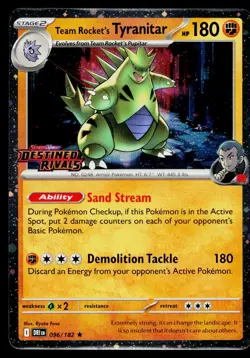 Team Rocket's Tyranitar (Prerelease) 096/182 Cosmo Holo Pokemon Near Mint - Image 1