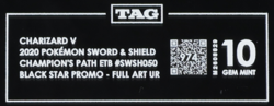 2020 Pokemon SWSH Champion's Path ETB Charizard V Black Star Promo TAG 10 (974) - Image 3