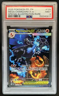 2025 Pokemon PFL Mega Charizard X ex Special Illustration Rare #125/094 PSA 9 - Image 1