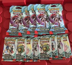13x lot Pokemon TCG Journey Together with 5 Sleeved Booster Packs, as pictured - Image 1