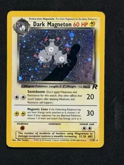 Pokemon TCG Dark Magneton 11/82 Team Rocket Holo Rare Unlimited 60 HP English - Image 1