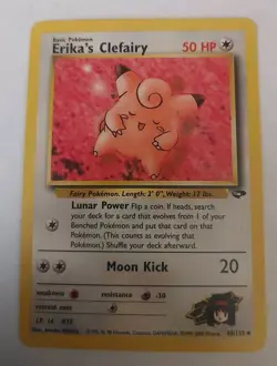 Erika's Clefairy 1999-2000 Pokemon 40/132 Non-Holo Gym Challenge WOTC LP - Image 1