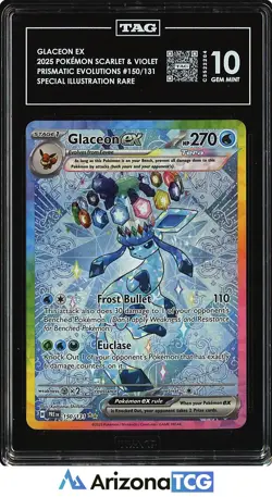 Pokemon 2025 Glaceon ex 150/131 Tera SIR Prismatic Evolutions GEM MINT TAG 10 - Image 1