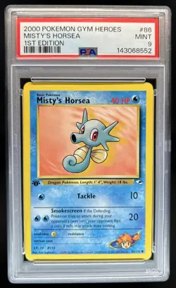 2000 Pokemon Gym Heroes 1st Edition Misty's Horsea #86/132 PSA 9 - Image 1