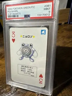 1996 Pokemon Leafgreen #061 Poliwhirl 3 Of Hearts Poker Card PSA 9 - Image 2