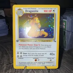 Pokemon TCG Fossil Dragonite 1st Edition Holo Rare 4/62 - Image 1
