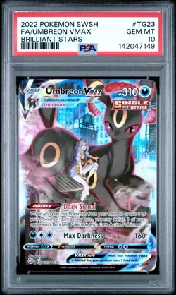 2022 POKEMON SWORD & SHIELD BRILLIANT STARS #TG23 FULL ART/UMBREON VMAX PSA 10 - Image 1