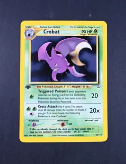 LP+ 1st Edition Crobat Holo 4/64 Neo Revelation Pokemon Card - Image 1