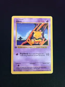 Abra 43/102 – Base Set – First Edition Shadowless – Non-Holo – LP Pokemon Card - Image 1