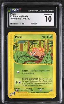 CGC GEM MINT 10 Pokemon Paras 99/147 2003 Aquapolis - Image 1