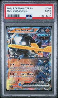 2024 POKEMON TEF EN-TEMPORAL FORCES 099 IRON BOULDER EX PSA 9 - Image 1