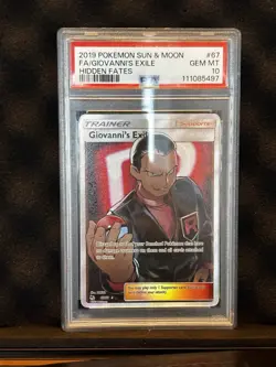 Pokemon Giovanni's Exile Full Art Ultra Rare Hidden Fates 67/68 2019 Holo PSA 10 - Image 1