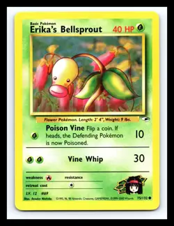 💥 ERIKA'S BELLSPROUT Gym Heroes Pokemon 2000 Vintage # 22/132 Non Holo - Image 1