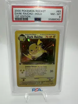2000 POKEMON ROCKET 1ST EDITION #83 DARK RAICHU-HOLO PSA 8 DOUBLE SWIRL🌀🌀 - Image 2