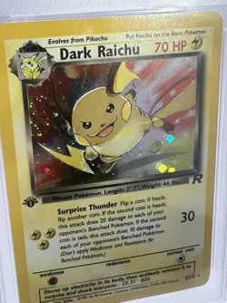 2000 POKEMON ROCKET 1ST EDITION #83 DARK RAICHU-HOLO PSA 8 DOUBLE SWIRL🌀🌀 - Image 3