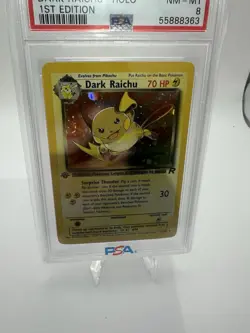 2000 POKEMON ROCKET 1ST EDITION #83 DARK RAICHU-HOLO PSA 8 DOUBLE SWIRL🌀🌀 - Image 4