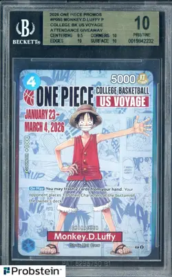 2026 Monkey D Luffy One Piece Promo College Basketball US Voyage BGS 10 PRISTINE - Image 1
