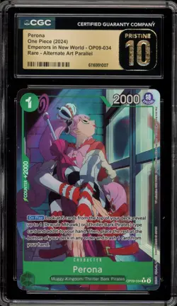 One Piece CCG Perona Emperors Rare Alt Art Parallel OP09-034 CGC 10 Pristine - Image 1