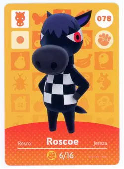 #078 Roscoe - Amiibo Card - Animal Crossing Series 1 - Authentic Nintendo - Image 1