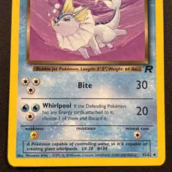 Dark Vaporeon 45/82 Team Rocket Non-Holo 2000 Wizards Pokemon Card Near Mint NM - Image 3