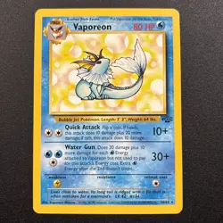 Vaporeon 28/64 Jungle Rare Non-Holo WOTC Wizards 1999 Pokemon Card Near Mint NM - Image 1