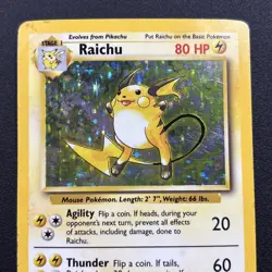 Raichu 014/102 Base Set Holo Rare Wizards WOTC Pokemon Card MP - Image 2