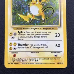 Raichu 014/102 Base Set Holo Rare Wizards WOTC Pokemon Card MP - Image 3