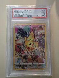 Pikachu Crown Zenith PSA 9 Mint #160 2023 Pokemon SWSH FA Pokemon Card - Image 1