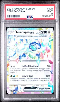 Pokemon Card Terapagos ex Holo Double Rare PSA 9, Stellar Crown #128, 2024 (1) - Image 1