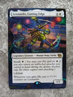 Leonardo, Cutting Edge MTG Teenage Mutant Ninja Turtles Hand Painted Altered Art - Image 1