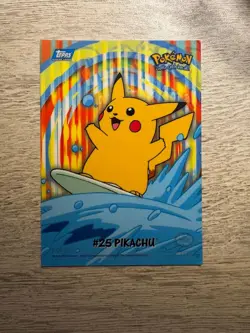 Pokemon Surfing Pikachu 25 8 of 10 Animation Series 2 Card Topps 2000 - Image 1