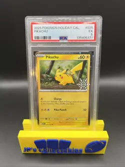 2025 Pokemon Holiday Calendar Pikachu #025 Holo Snowflake Stamp PSA 5 - Image 1
