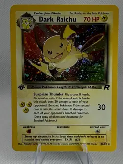 2000 POKEMON DARK RAICHU TEAM ROCKET 1ST EDITION HOLO SECRET RARE LP - Image 1