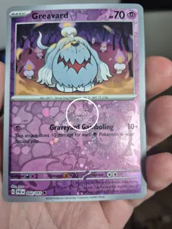 Greavard - 042/091 - Pokemon Paldean Fates Cosmos Reverse Holo Rare SWIRL NM - Image 3