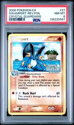 🔥 2006 Pokemon EX Crystal Guardians Swampert #27 Rev Holo PSA 8 NM-MT 🔥 - Image 1