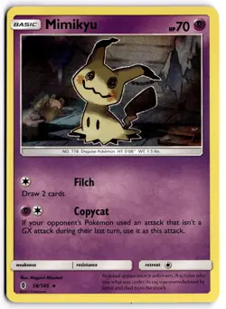 Pokemon TCG Mimikyu 58/145 SM - Guardians Rising Holo Rare NM - Image 1
