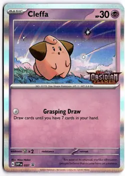 Pokemon TCG Cleffa (Prerelease) 037 SV: Obsidian Flames Stamp Black Star Promo - Image 1