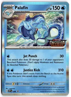 Pokemon TCG Palafin (Prerelease) 036 Obsidian Flames Stamp Black Star Promo - Image 1