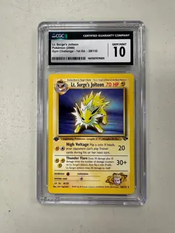 Pokemon Gym Challenge #28 - Lt. Surge's Jolteon - GEM Mint - 1st Edition CGC 10 - Image 1