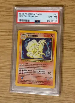 1999 POKEMON BASE SET UNLIMITED #12 NINETALES-HOLO PSA 8 - Image 1